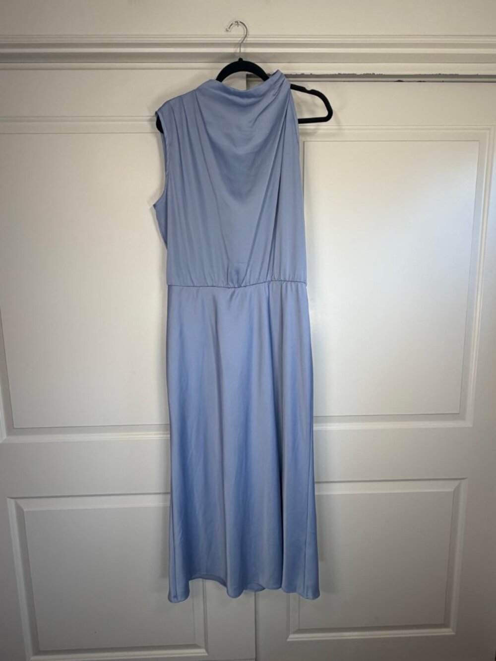 PrettyGarden Light Blue Satin Halter Midi Dress XXL - Picture 4 of 11